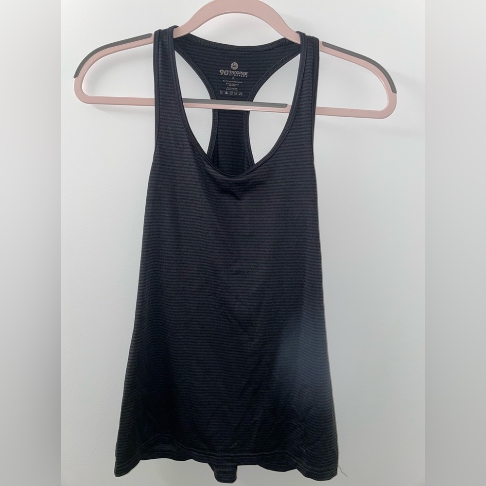 90 Degree by Reflex Black striped workout tank top